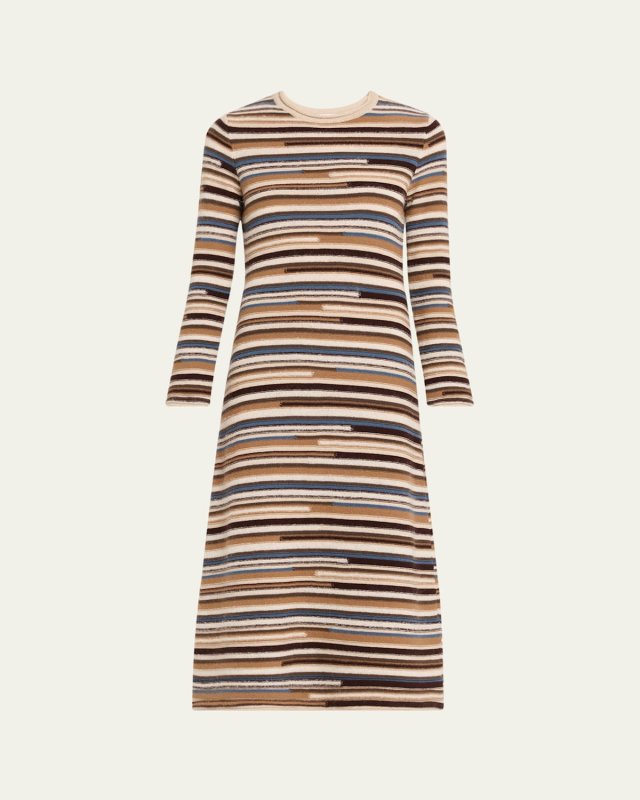 Sanders Striped Knit Midi Dress